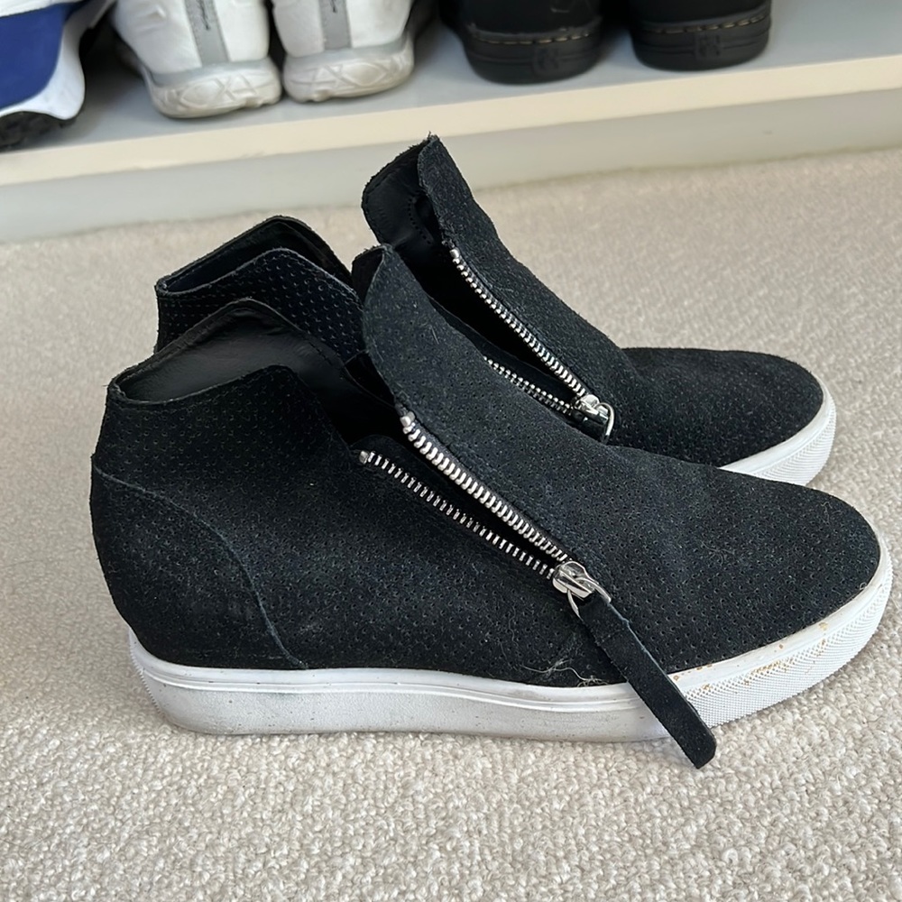Black Suede Steve Madden Wedges